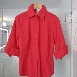 NARACAMICIE Italy Red Cotton Button Down Shirt Blouse--Size IV/4/Large